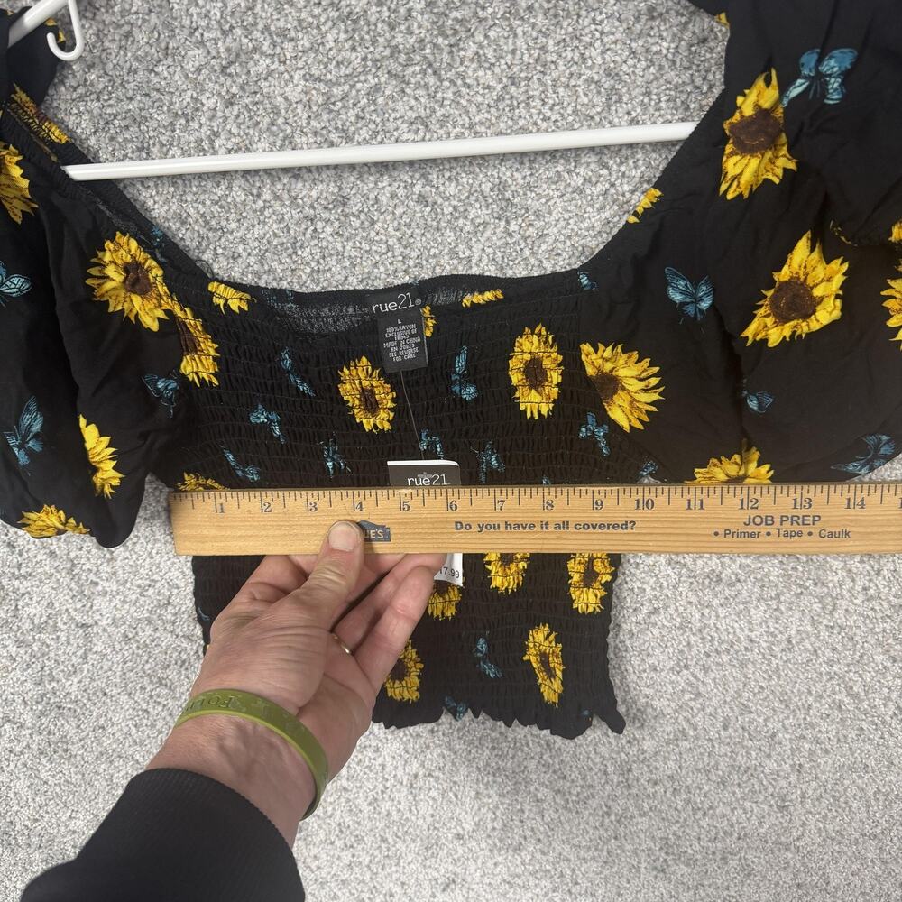 Rue21 Crop Top L Sunflower Butterfly Coquette Fairy Cottagecore Summer Festival - Picture 4 of 12